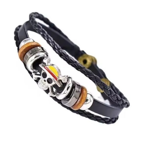 Anime One Piece Nika Monkey Luffy Leather Bracelet Cosplay  One Piece Bracelet Leather Style Anime Manga Pirate Luffy Cosplay Birthday Gift